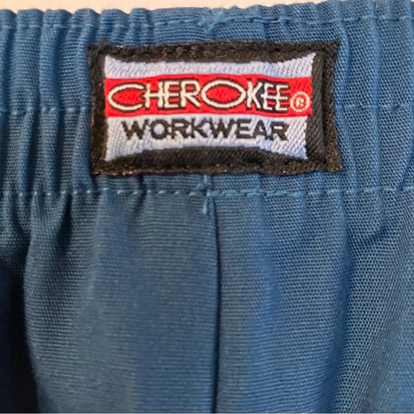 Cherokee workwear scrub pants, elastic waist, Size M. Caribbean Blue - Picture 3 of 8